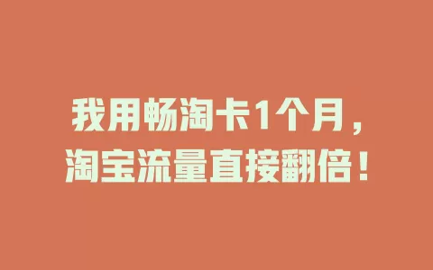 我用畅淘卡1个月，淘宝流量直接翻倍！