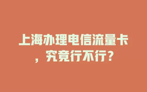 上海办理电信流量卡，究竟行不行？
