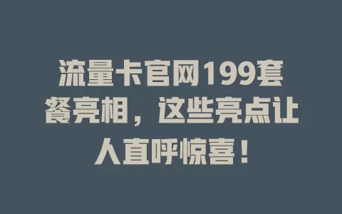 流量卡官网199套餐亮相，这些亮点让人直呼惊喜！