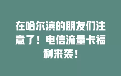 在哈尔滨的朋友们注意了！电信流量卡福利来袭！
