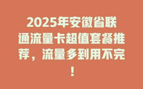 2025年安徽省联通流量卡超值套餐推荐，流量多到用不完！