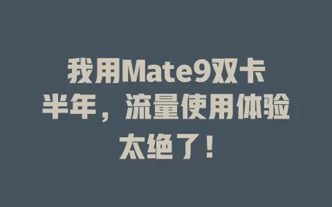 我用Mate9双卡半年，流量使用体验太绝了！
