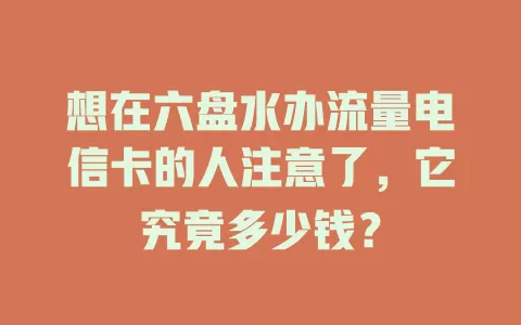 想在六盘水办流量电信卡的人注意了，它究竟多少钱？