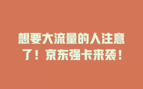 想要大流量的人注意了！京东强卡来袭！