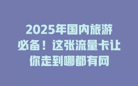 2025年国内旅游必备！这张流量卡让你走到哪都有网