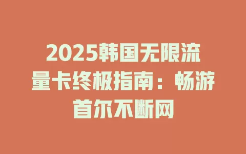 2025韩国无限流量卡终极指南：畅游首尔不断网