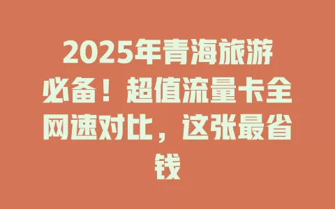 2025年青海旅游必备！超值流量卡全网速对比，这张最省钱
