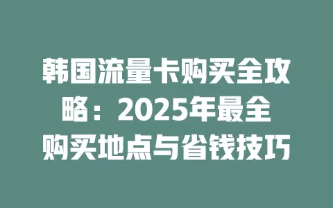 韩国流量卡购买全攻略：2025年最全购买地点与省钱技巧