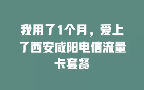 我用了1个月，爱上了西安咸阳电信流量卡套餐