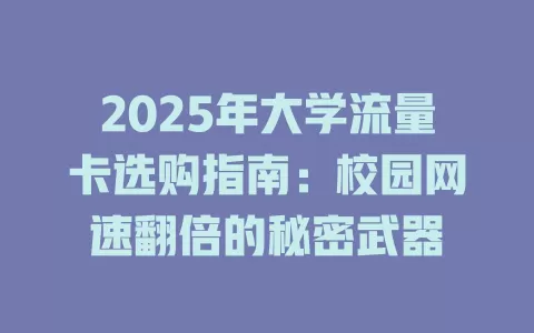 2025年大学流量卡选购指南：校园网速翻倍的秘密武器