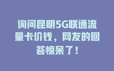 询问昆明5G联通流量卡价钱，网友的回答惊呆了！