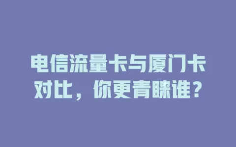 电信流量卡与厦门卡对比，你更青睐谁？
