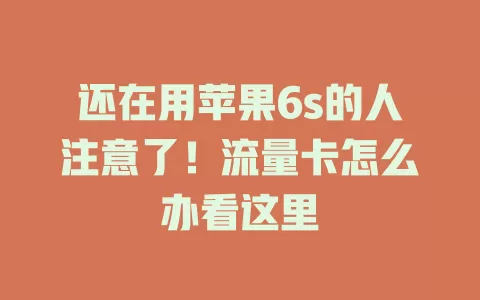 还在用苹果6s的人注意了！流量卡怎么办看这里