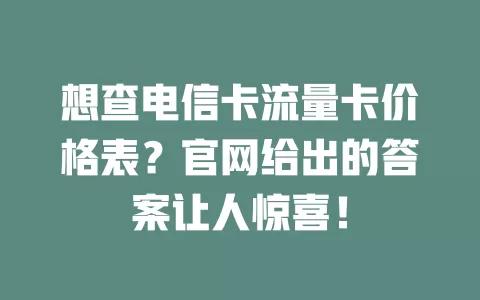 想查电信卡流量卡价格表？官网给出的答案让人惊喜！