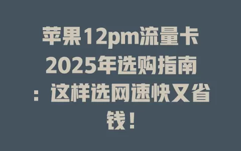 苹果12pm流量卡2025年选购指南：这样选网速快又省钱！