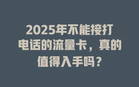 2025年不能接打电话的流量卡，真的值得入手吗？
