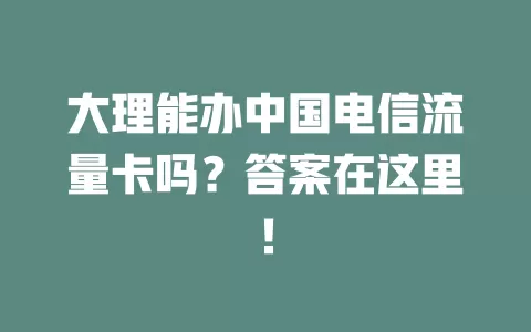 大理能办中国电信流量卡吗？答案在这里！