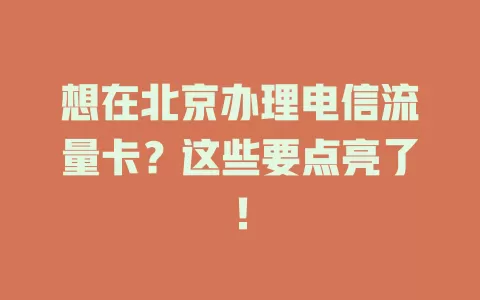 想在北京办理电信流量卡？这些要点亮了！