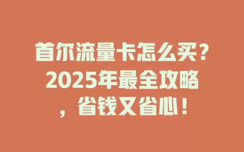 首尔流量卡怎么买？2025年最全攻略，省钱又省心！