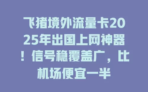 飞猪境外流量卡2025年出国上网神器！信号稳覆盖广，比机场便宜一半