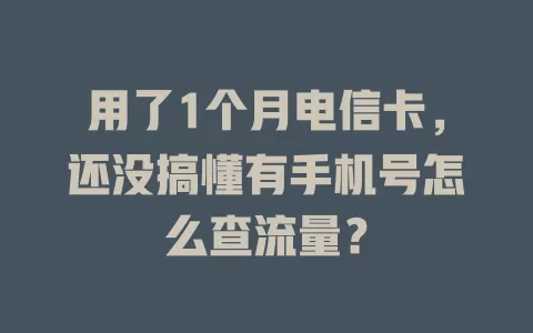 用了1个月电信卡，还没搞懂有手机号怎么查流量？