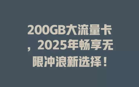 200GB大流量卡，2025年畅享无限冲浪新选择！