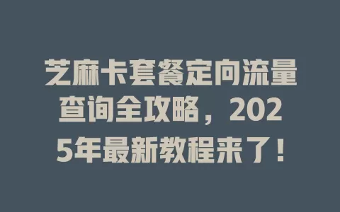 芝麻卡套餐定向流量查询全攻略，2025年最新教程来了！