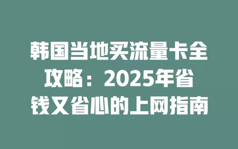 韩国当地买流量卡全攻略：2025年省钱又省心的上网指南