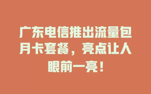广东电信推出流量包月卡套餐，亮点让人眼前一亮！