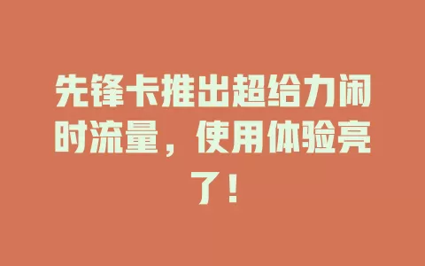 先锋卡推出超给力闲时流量，使用体验亮了！
