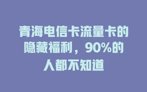 青海电信卡流量卡的隐藏福利，90%的人都不知道