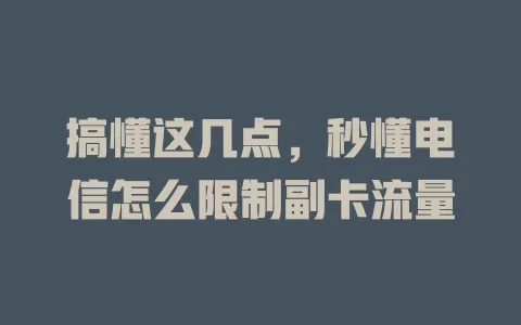 搞懂这几点，秒懂电信怎么限制副卡流量