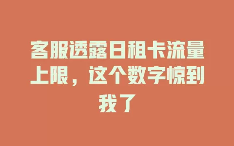客服透露日租卡流量上限，这个数字惊到我了