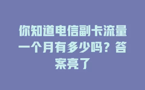 你知道电信副卡流量一个月有多少吗？答案亮了