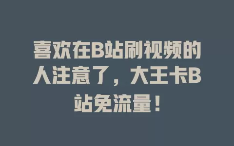 喜欢在B站刷视频的人注意了，大王卡B站免流量！