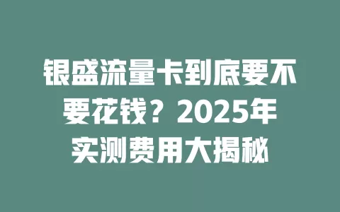 银盛流量卡到底要不要花钱？2025年实测费用大揭秘