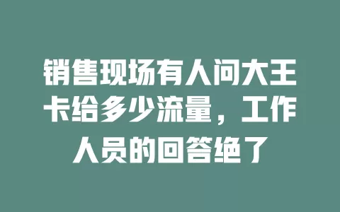销售现场有人问大王卡给多少流量，工作人员的回答绝了