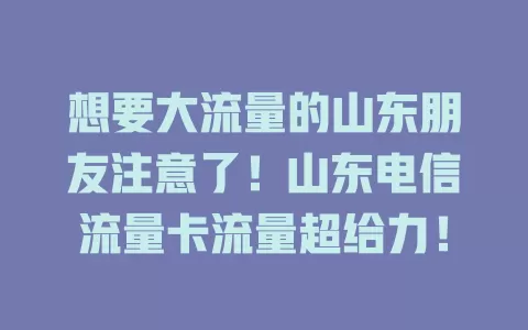 想要大流量的山东朋友注意了！山东电信流量卡流量超给力！