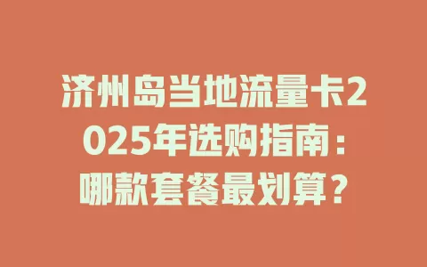 济州岛当地流量卡2025年选购指南：哪款套餐最划算？