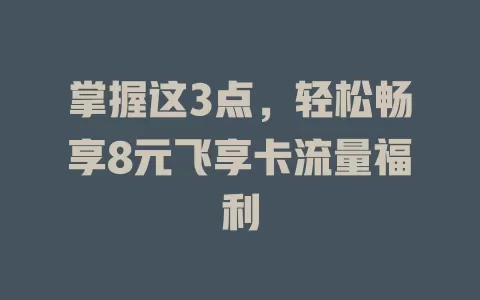 掌握这3点，轻松畅享8元飞享卡流量福利