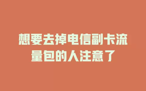 想要去掉电信副卡流量包的人注意了