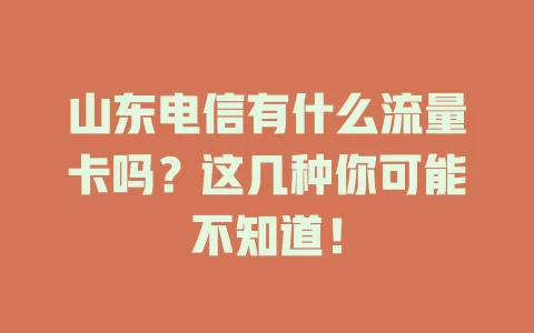 山东电信有什么流量卡吗？这几种你可能不知道！
