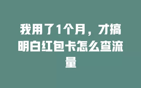 我用了1个月，才搞明白红包卡怎么查流量
