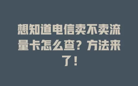 想知道电信卖不卖流量卡怎么查？方法来了！