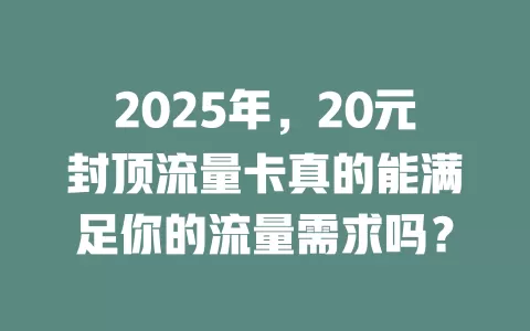 2025年，20元封顶流量卡真的能满足你的流量需求吗？