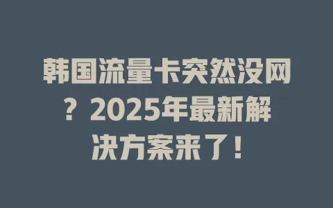 韩国流量卡突然没网？2025年最新解决方案来了！