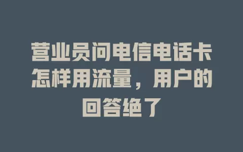 营业员问电信电话卡怎样用流量，用户的回答绝了