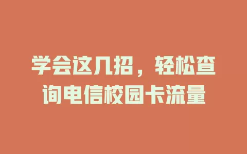 学会这几招，轻松查询电信校园卡流量