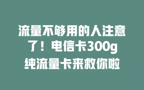 流量不够用的人注意了！电信卡300g纯流量卡来救你啦