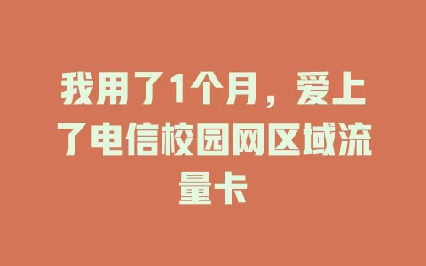 我用了1个月，爱上了电信校园网区域流量卡